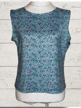 L.L. Bean Teal and Purple Swirl Sleeveless Tank